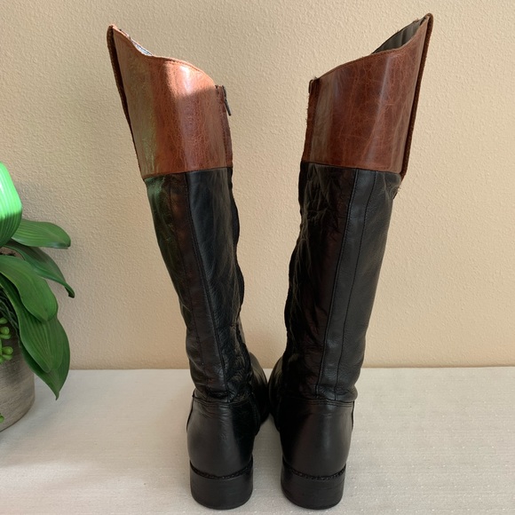 Steve Madden Rogerrr Black/Brown Leather Zip Knee High Riding Boots Woman’s 8M - Picture 9 of 16